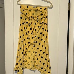 Yellow and black polka dot skirt